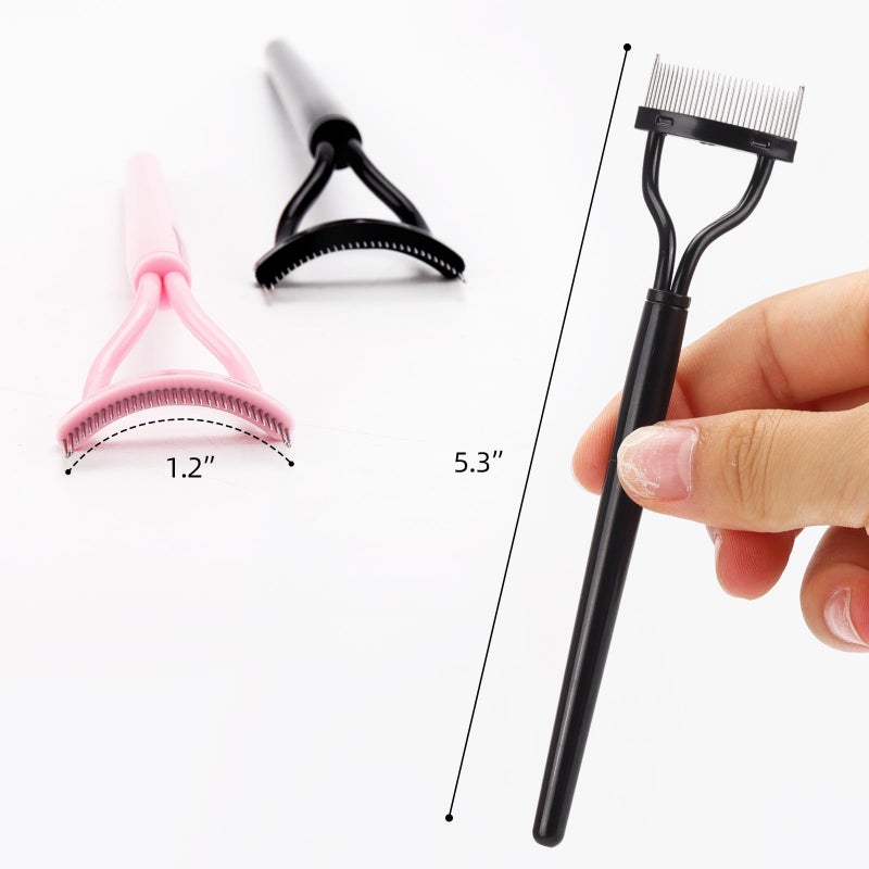BTYMS 4 Pcs Eyelash Separator Tool Mascara Brushes Eyelash Comb Separator Definer Lash Comb for Combing, Separating Lashes - Pink&Black - Image 4